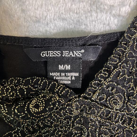 Vintage Y2K Guess Jeans Beaded Empire Waist Slip Dress Womens M Black Evening - Picture 9 of 12
